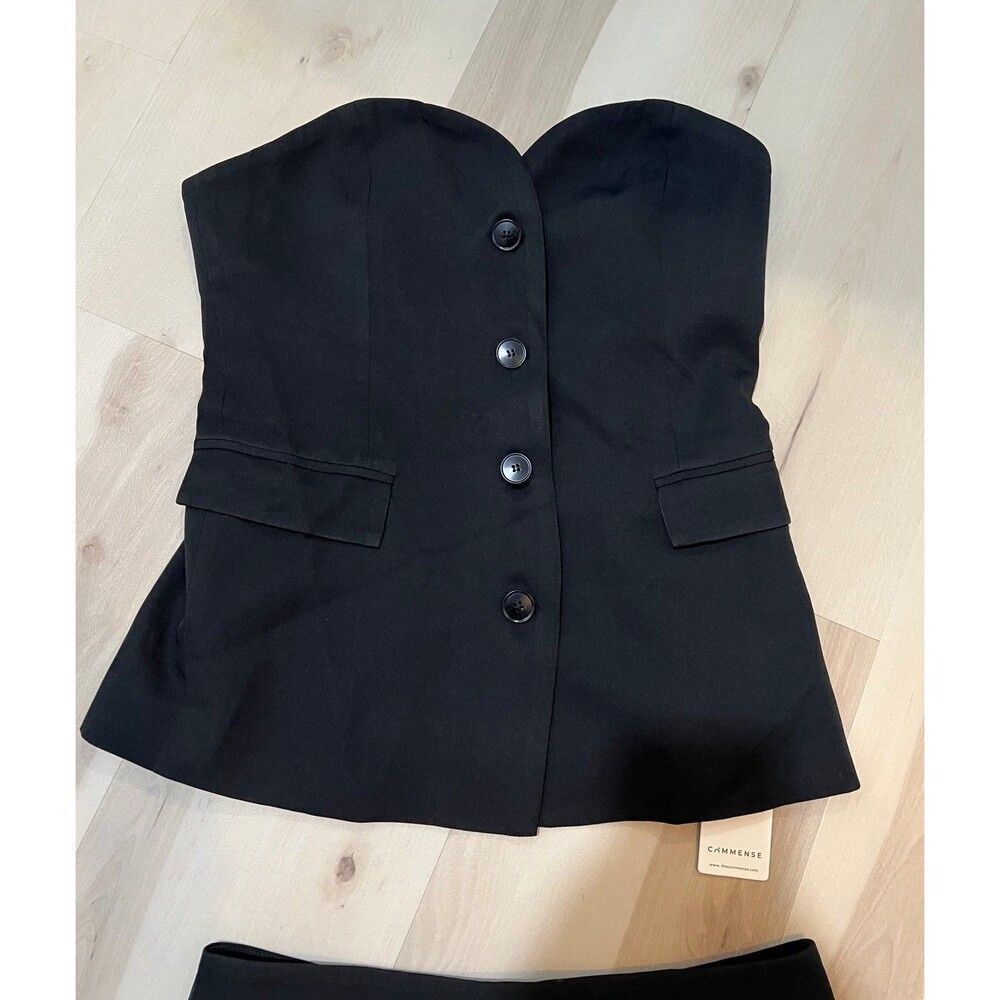 Commense NWT Large Black Tube Top Pants Set Old Money Minimalist Quiet Luxury - Picture 10 of 12